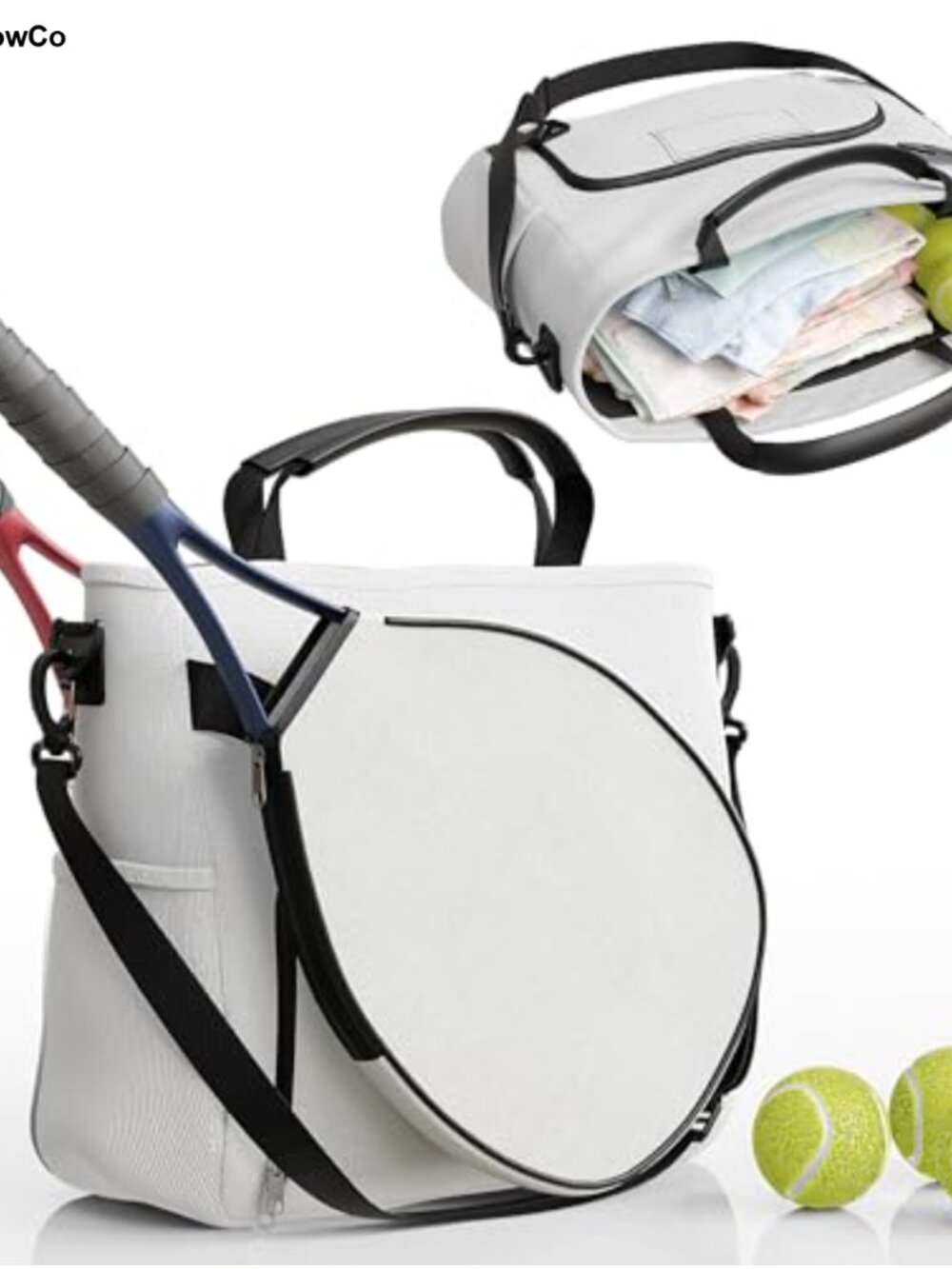 Canvas Tennis Racket Bag with 2 Detachable Racket Cases, Pickleball Sling, Gym